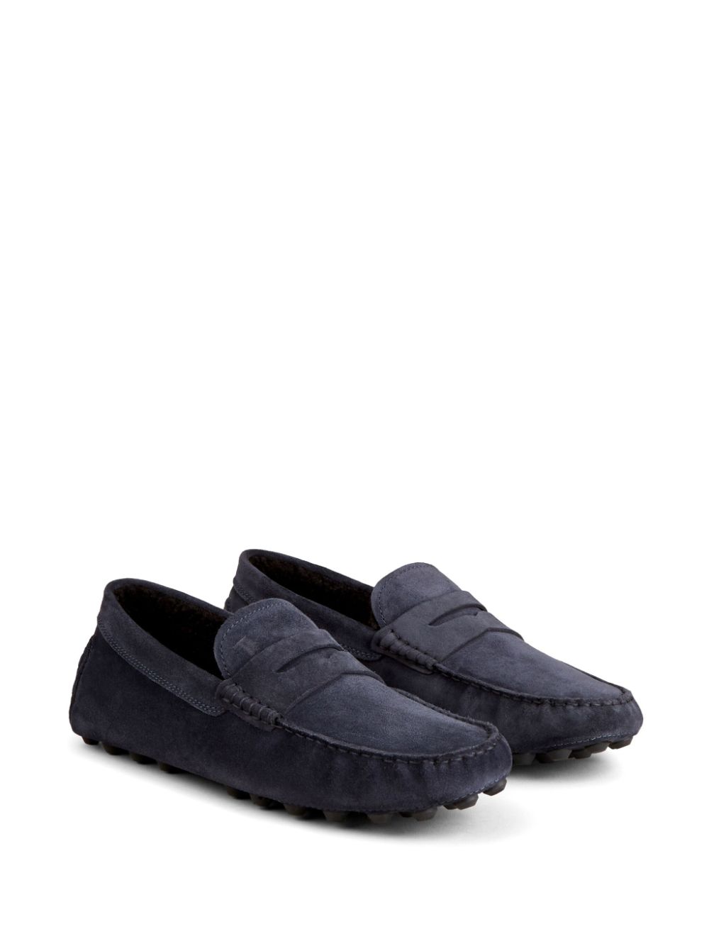 Shop Tod's Macro 52k Gommino Suede Loafers In Blue