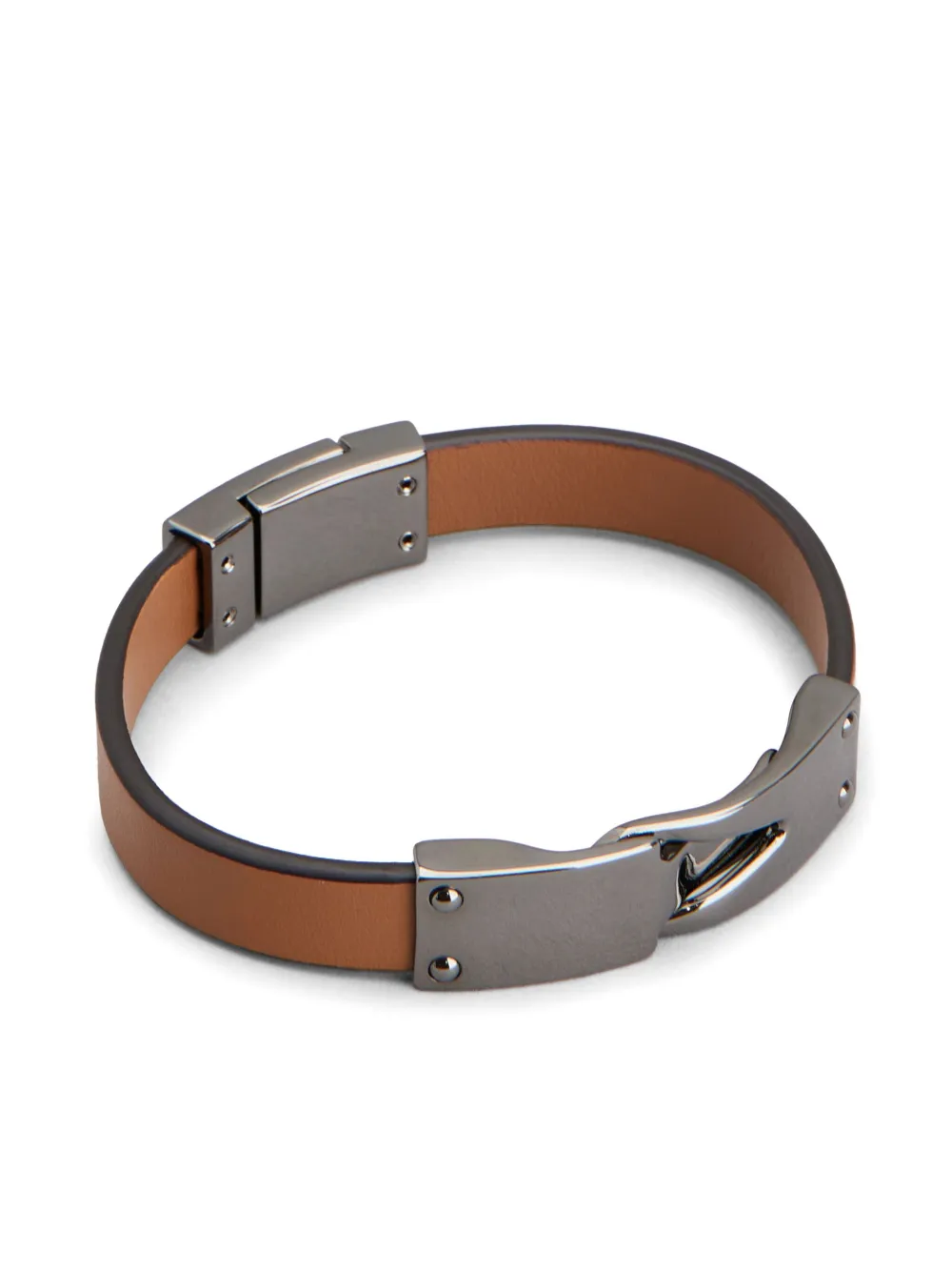 Shop Tod's Greca Leather Bracelet In Brown