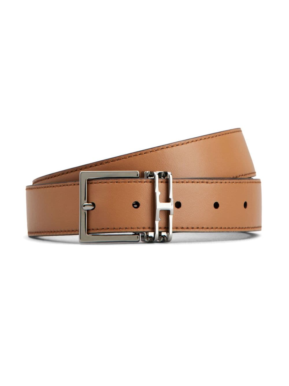 Shop Tod's Buckle Leather Belt In Brown