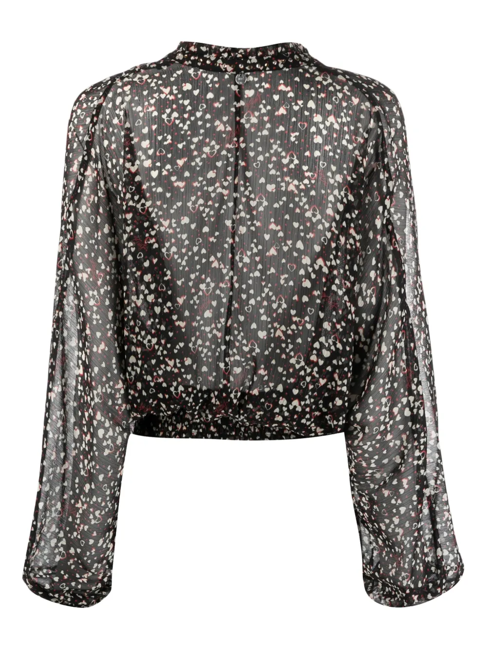 LIU JO heart-pattern sheer blouse - Zwart