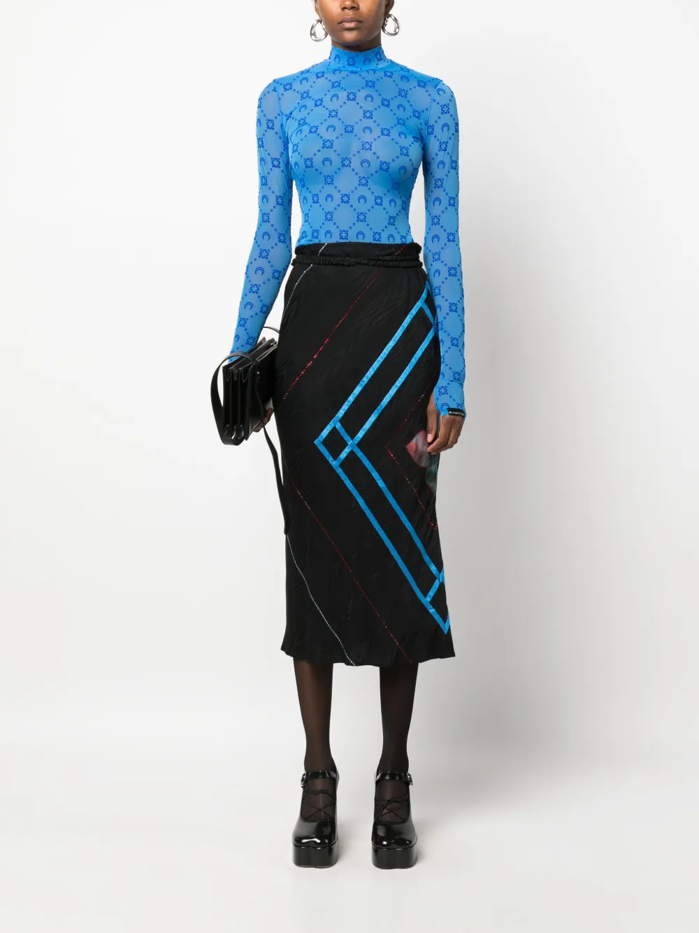 Marine Serre Regenerated Moonogram mesh top - Blauw