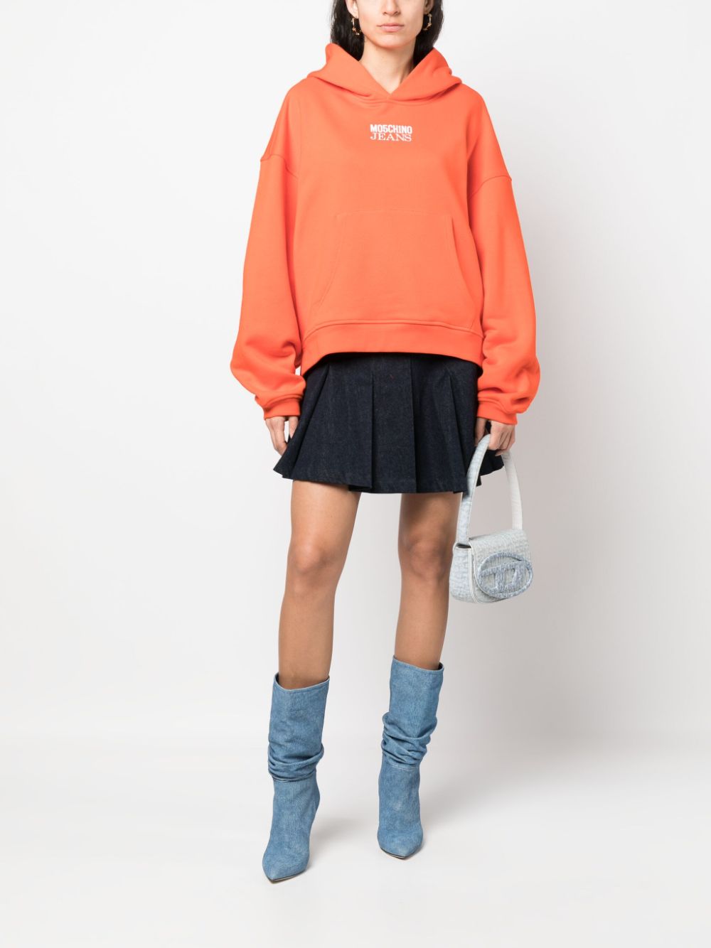 MOSCHINO JEANS logo-print drop-shoulder hoodie - Oranje