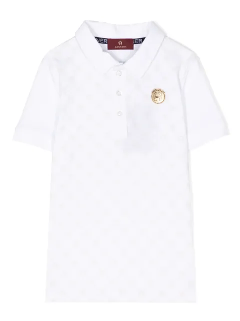 Aigner Kids monogram-print cotton polo shirt 