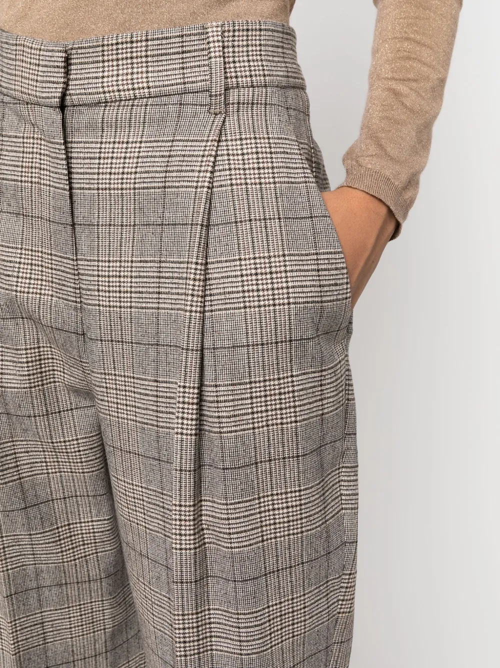 Brunello Cucinelli Geruite pantalon Bruin