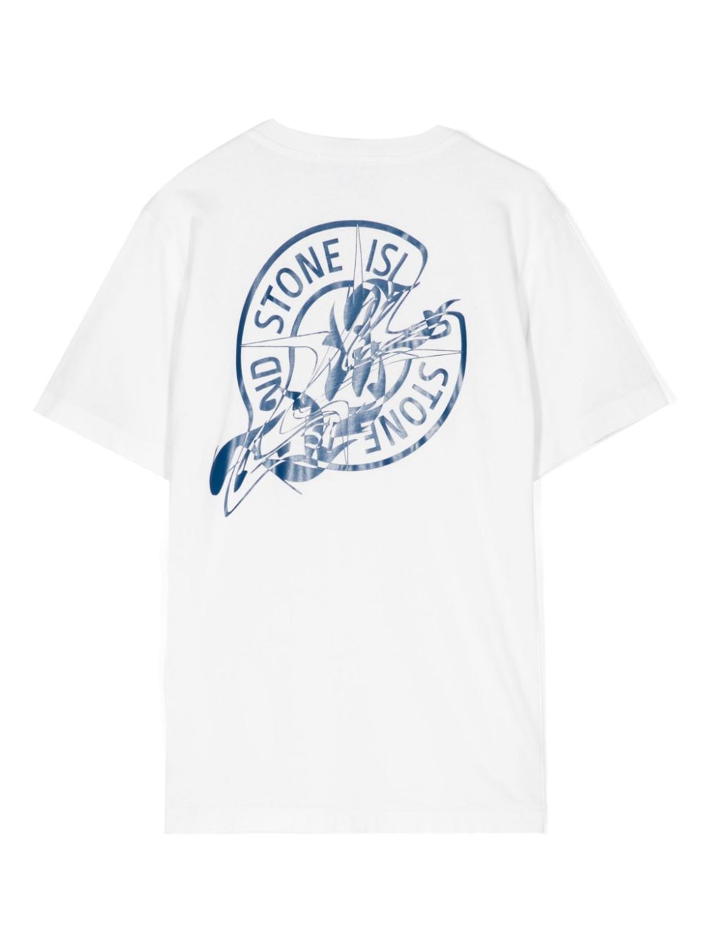 Shop Stone Island Junior Logo-print Cotton T-shirt In White