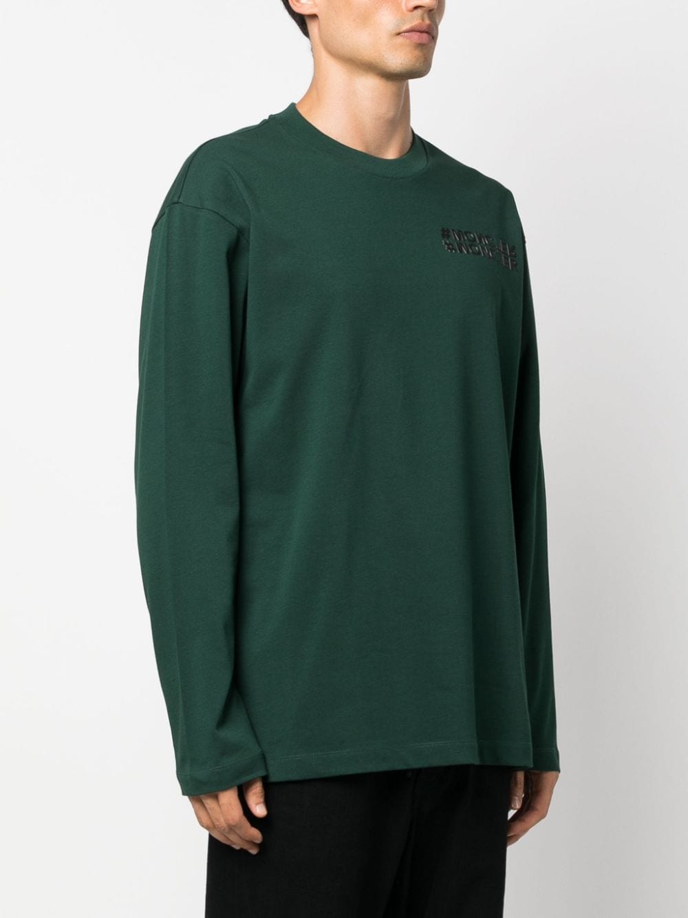 Shop Moncler Logo-print Long-sleeved T-shirt In Green