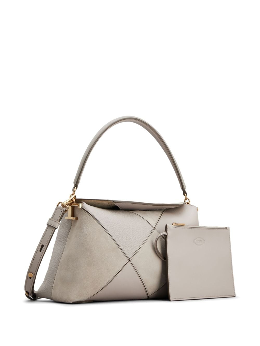 Shop Tod's T Timeless Suede Tote Bag In Grey
