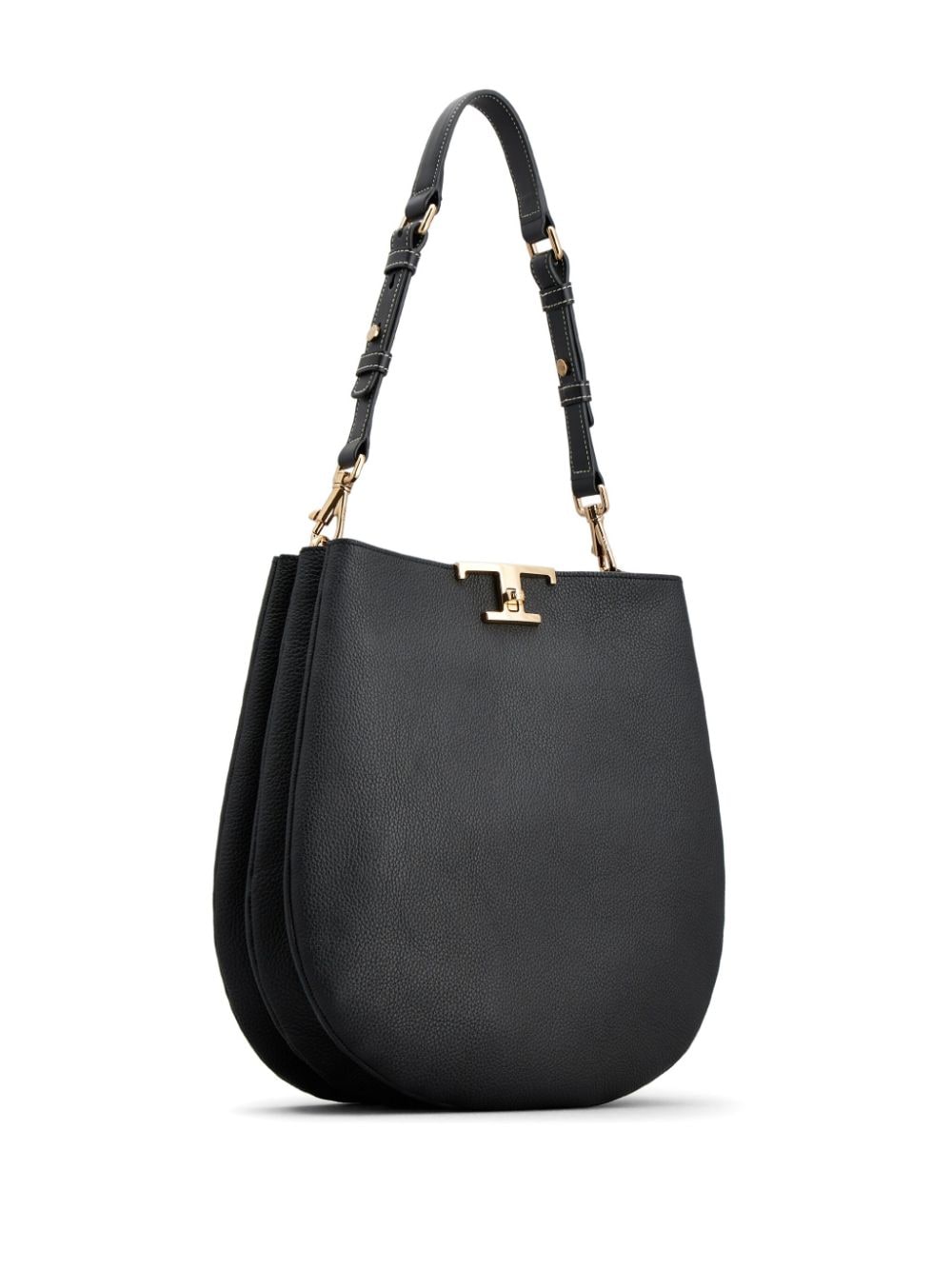 Shop Tod's T Timeless Calfskin Shoulder Bag In Black