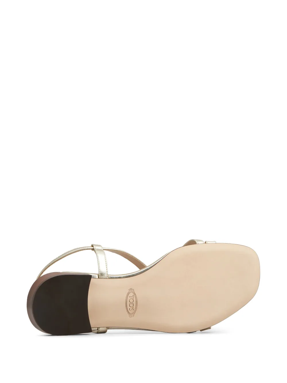 Shop Tod's Logo-plaque Leather Sandals In Gold