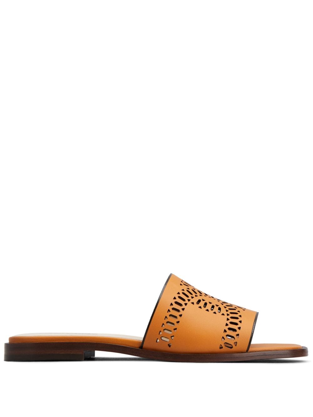 Tod's Laser-cut Leather Sandals In Orange