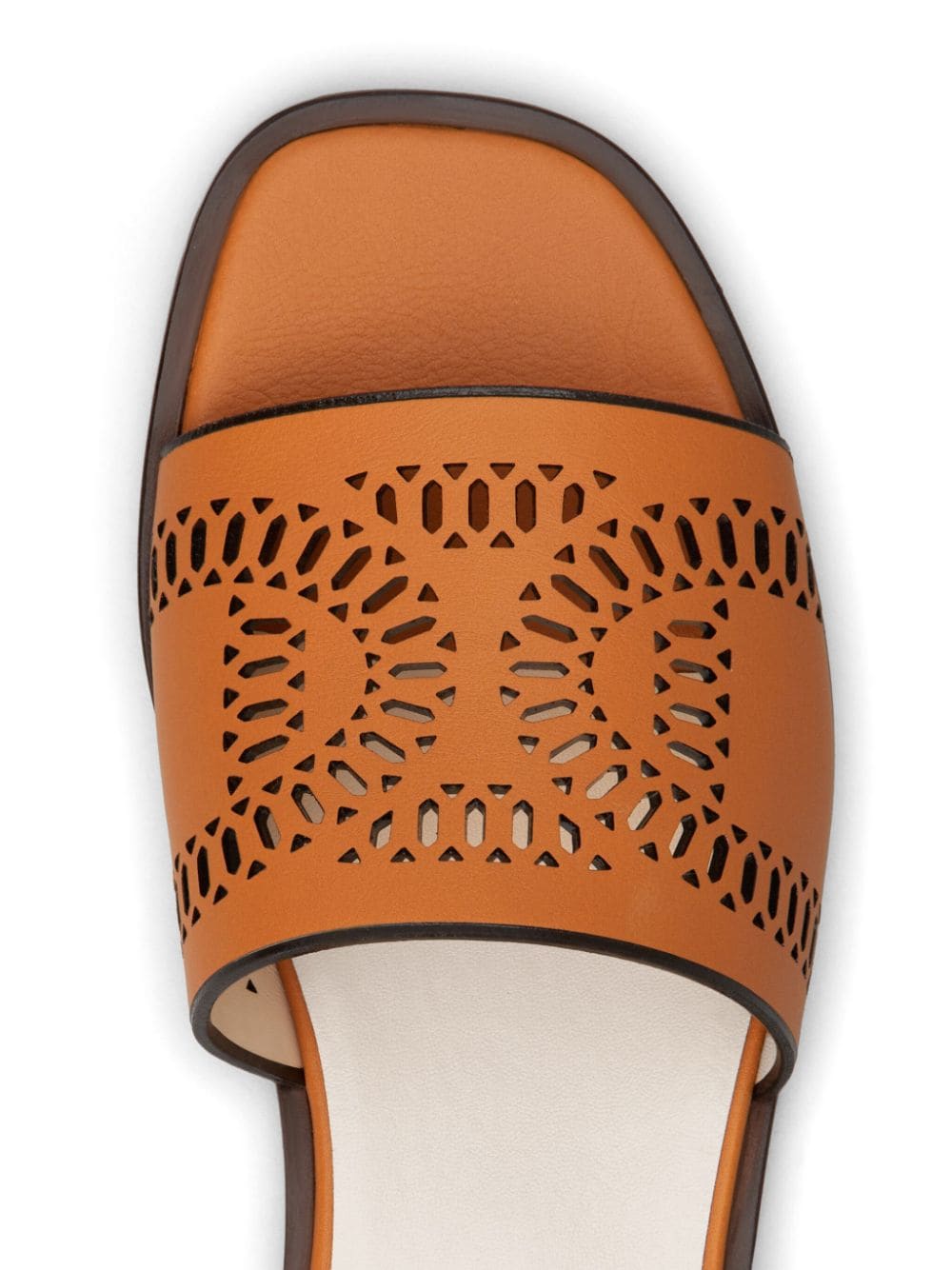 Shop Tod's Laser-cut Leather Sandals In Orange