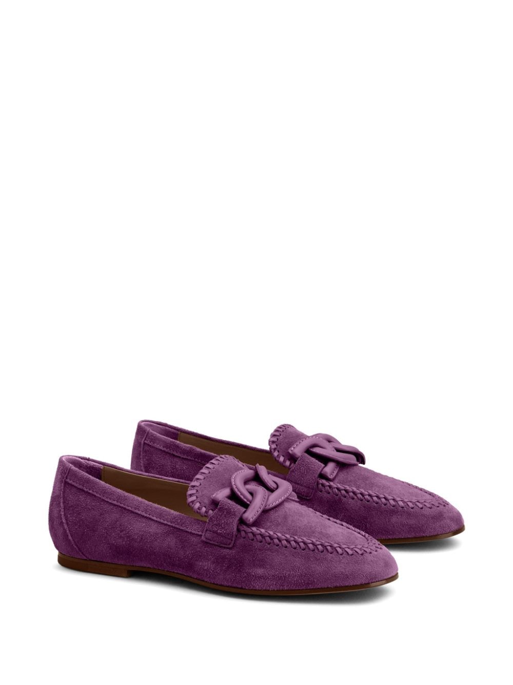 Image 2 of Tod's chain-plaque suede loafers