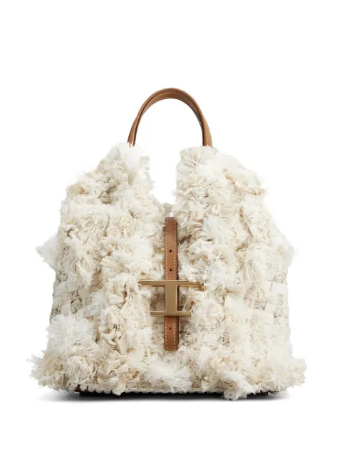 Tod's logo-plaque shearling tote bag