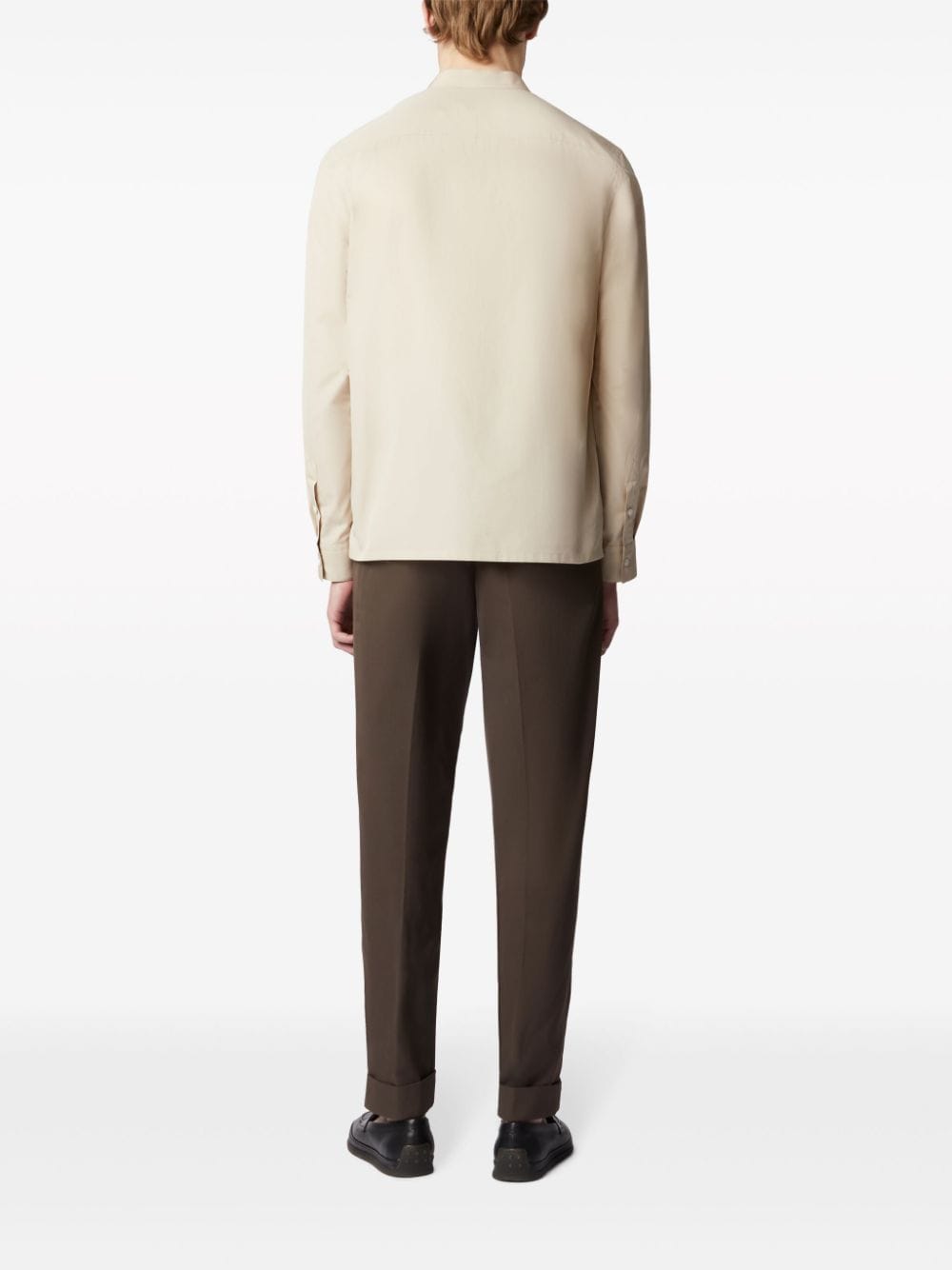 Shop Tod's Logo-embroidered Cotton Shirt In Neutrals