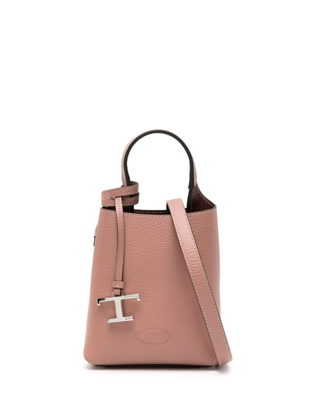 Tod's Leren shopper met logo Bruin