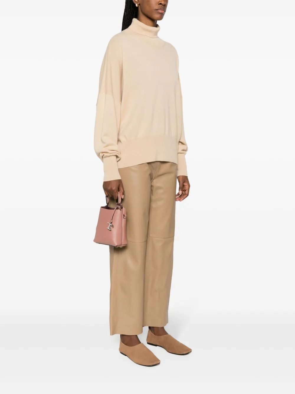 Tod's Leren shopper met logo Bruin