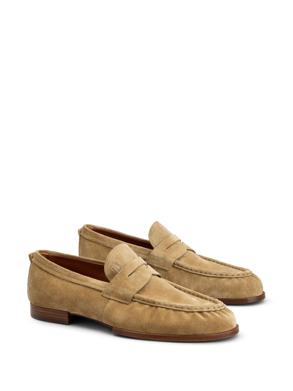 Tod's Suède loafers met logo-reliëf - Beige