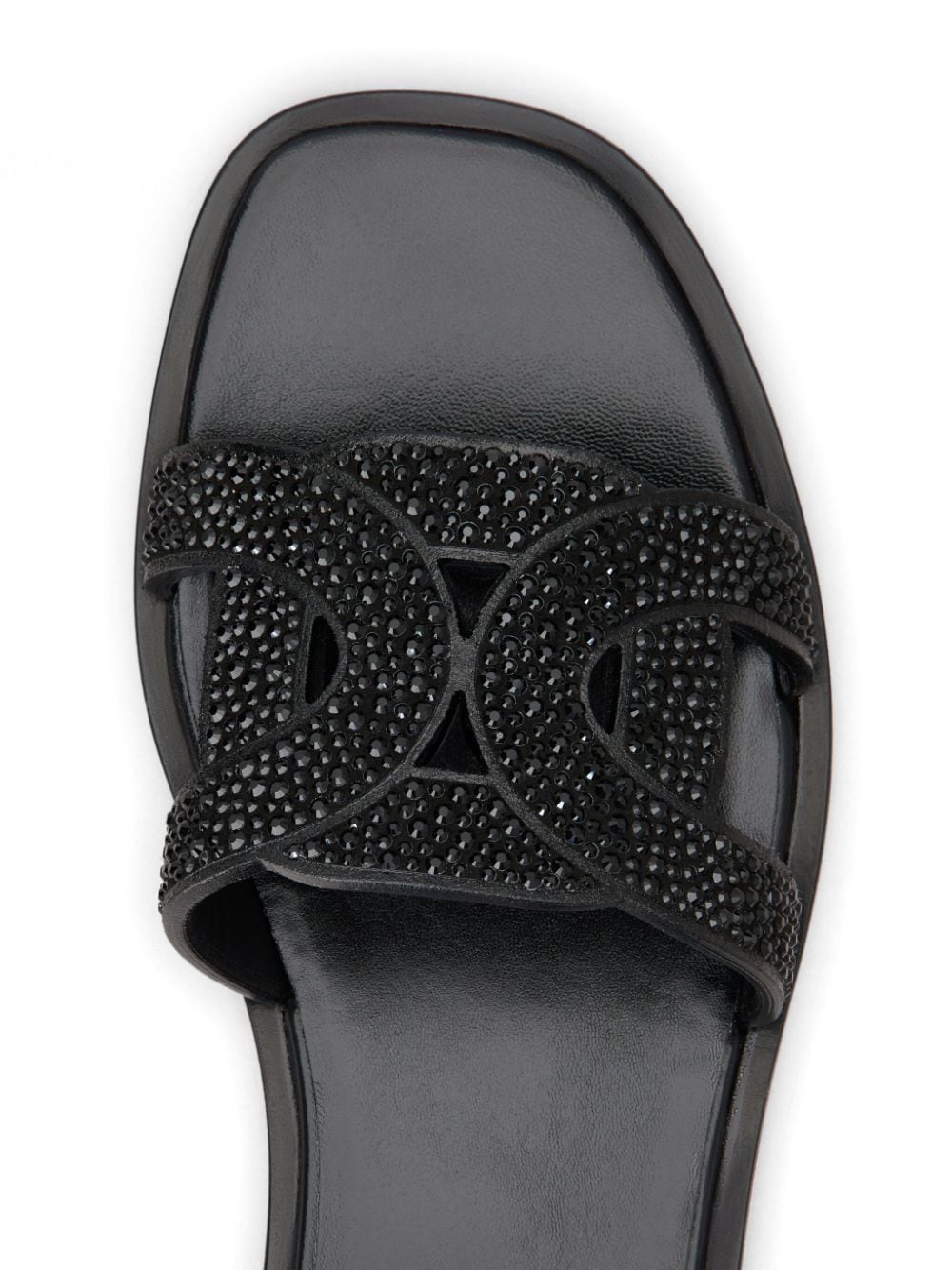 Shop Tod's Rhinestone-embellished Leather Sandals In Black