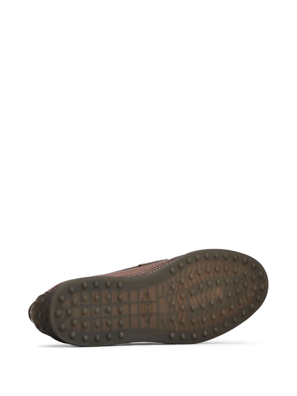 Shop Tod's Gomma Leather Mocassin Loafers In Brown