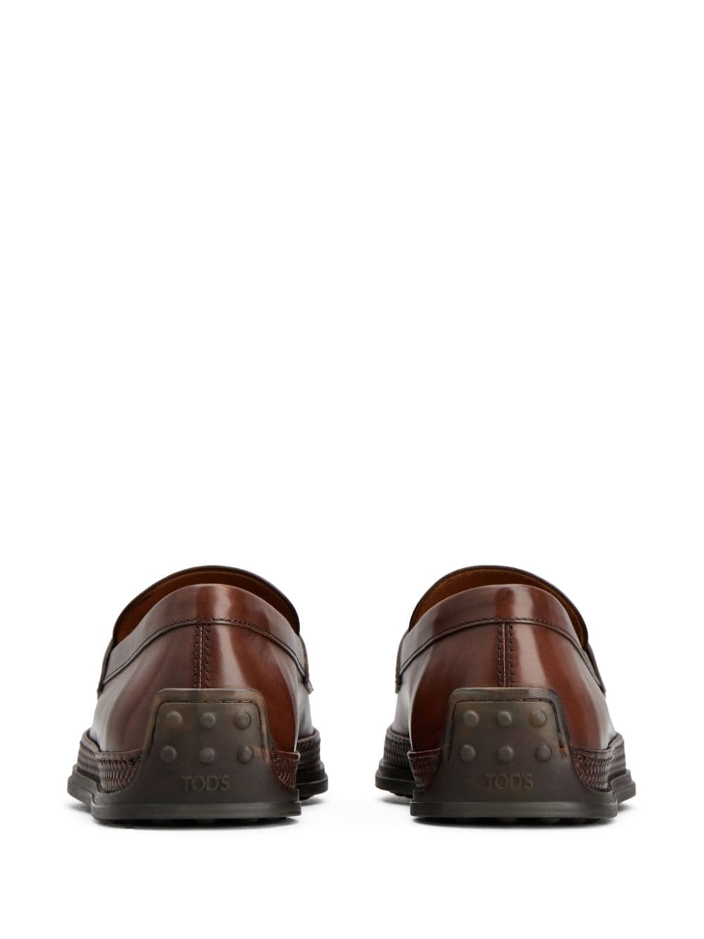 Shop Tod's Gomma Leather Mocassin Loafers In Brown