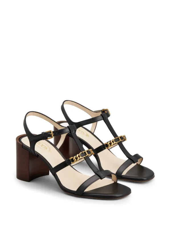Tod's レザーサンダル | ブラック | FARFETCH JP