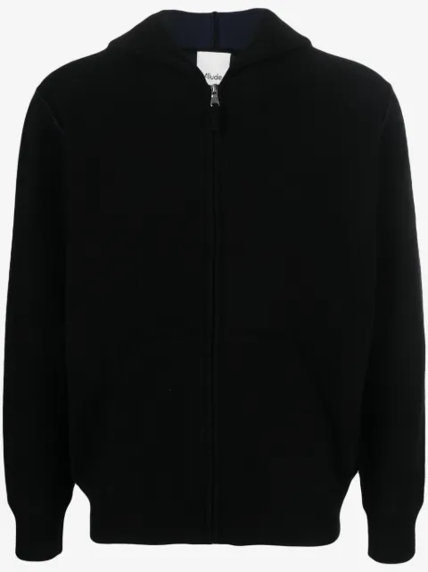 Allude classic-hood zip-up jumper 