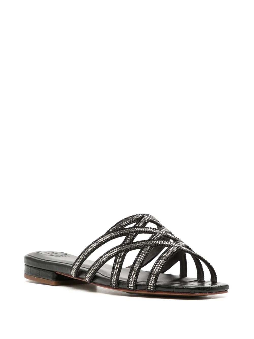 NICOLI Cimini flat leather mules - Zwart