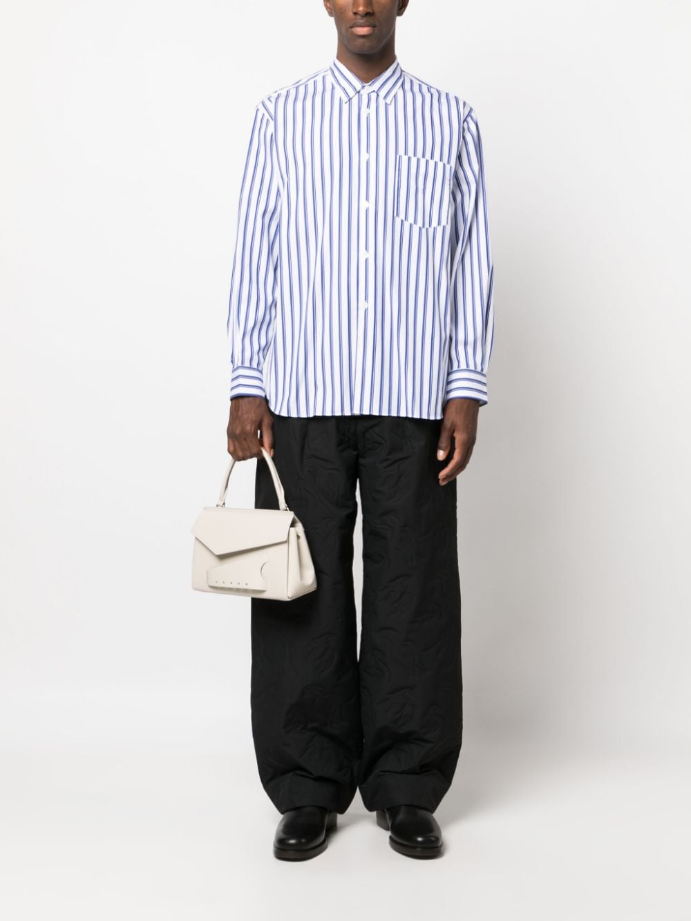 Comme Des Garçons Shirt striped long-sleeve cotton shirt - Wit