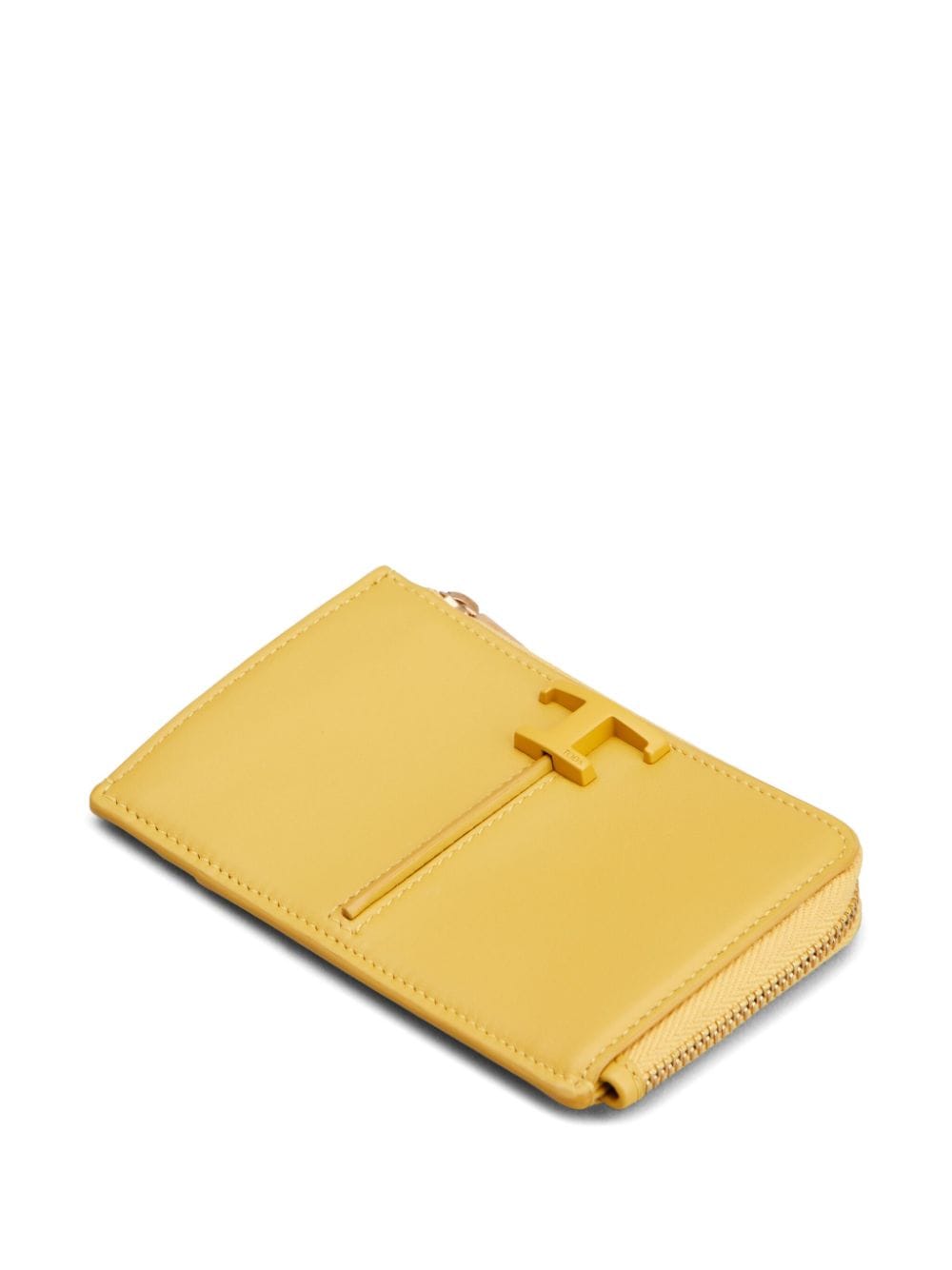 Shop Tod's T Timeless Leather Wallet In Yellow