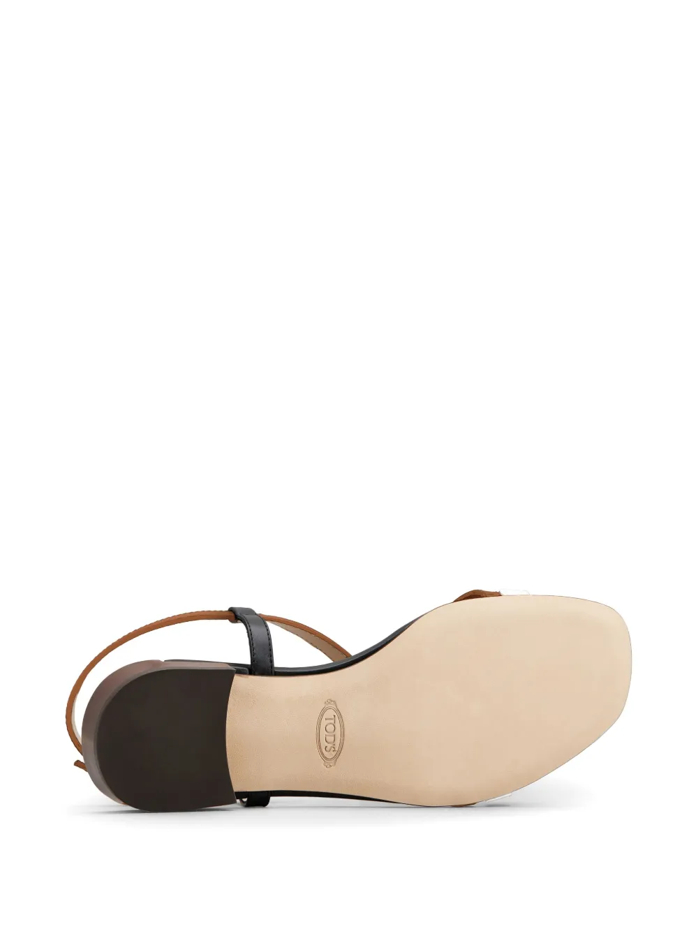 Shop Tod's Flat Leather Sandals In Brown