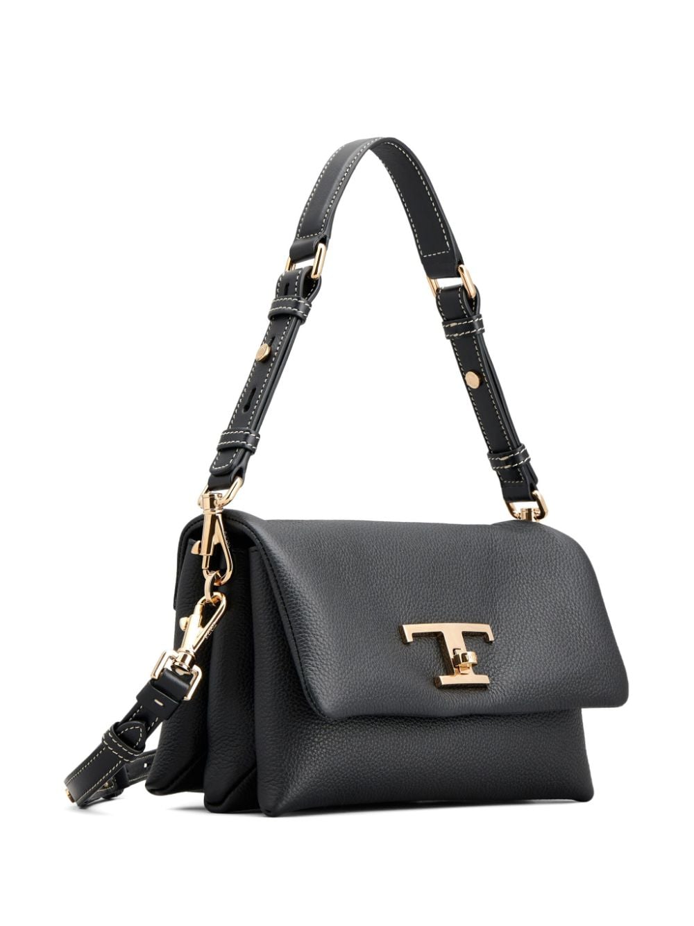 Shop Tod's Mini T Timeless Leather Shoulder Bag In Black