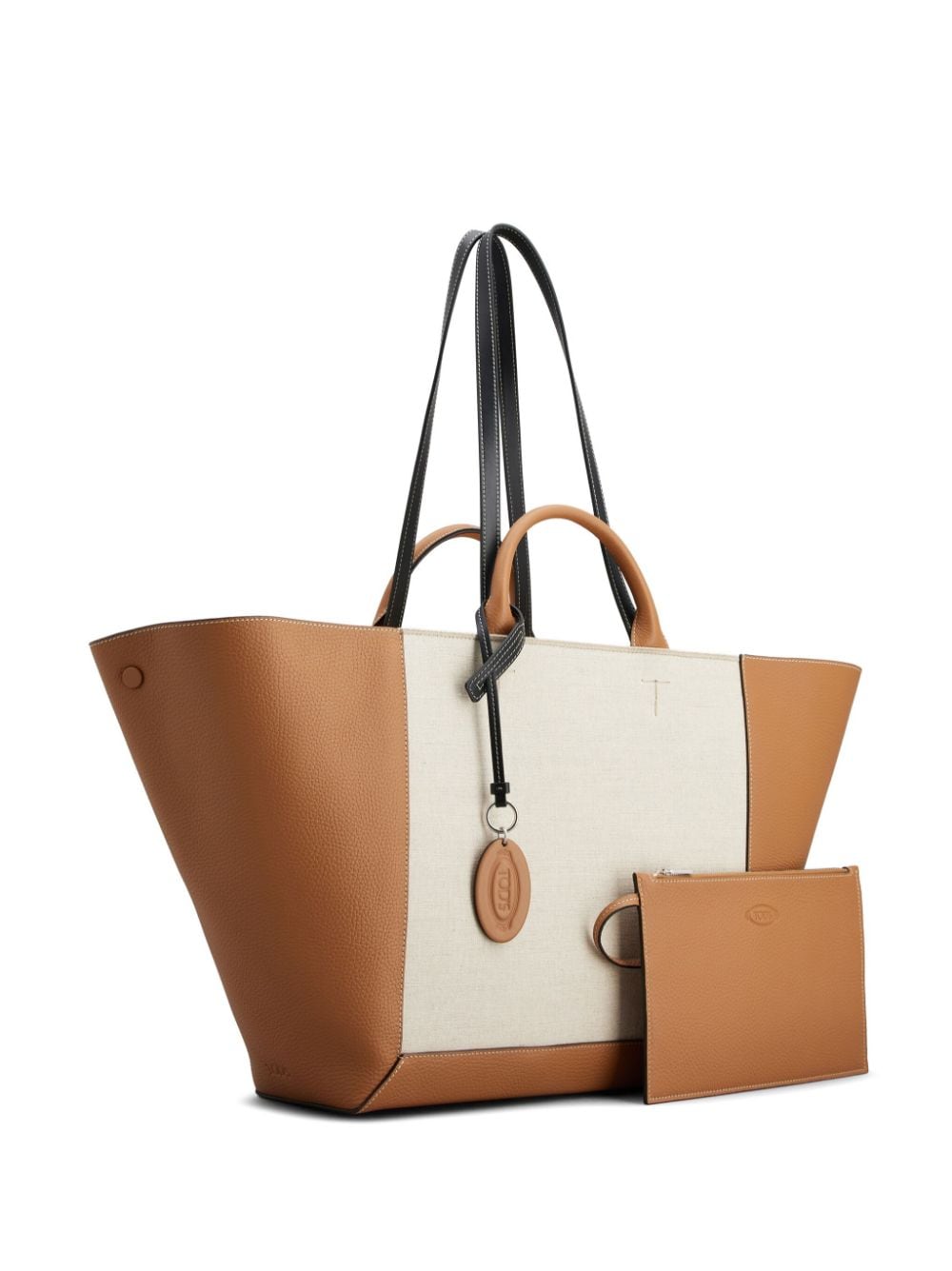 Shop Tod's Panelled Colour-block Tote Bag In 褐色