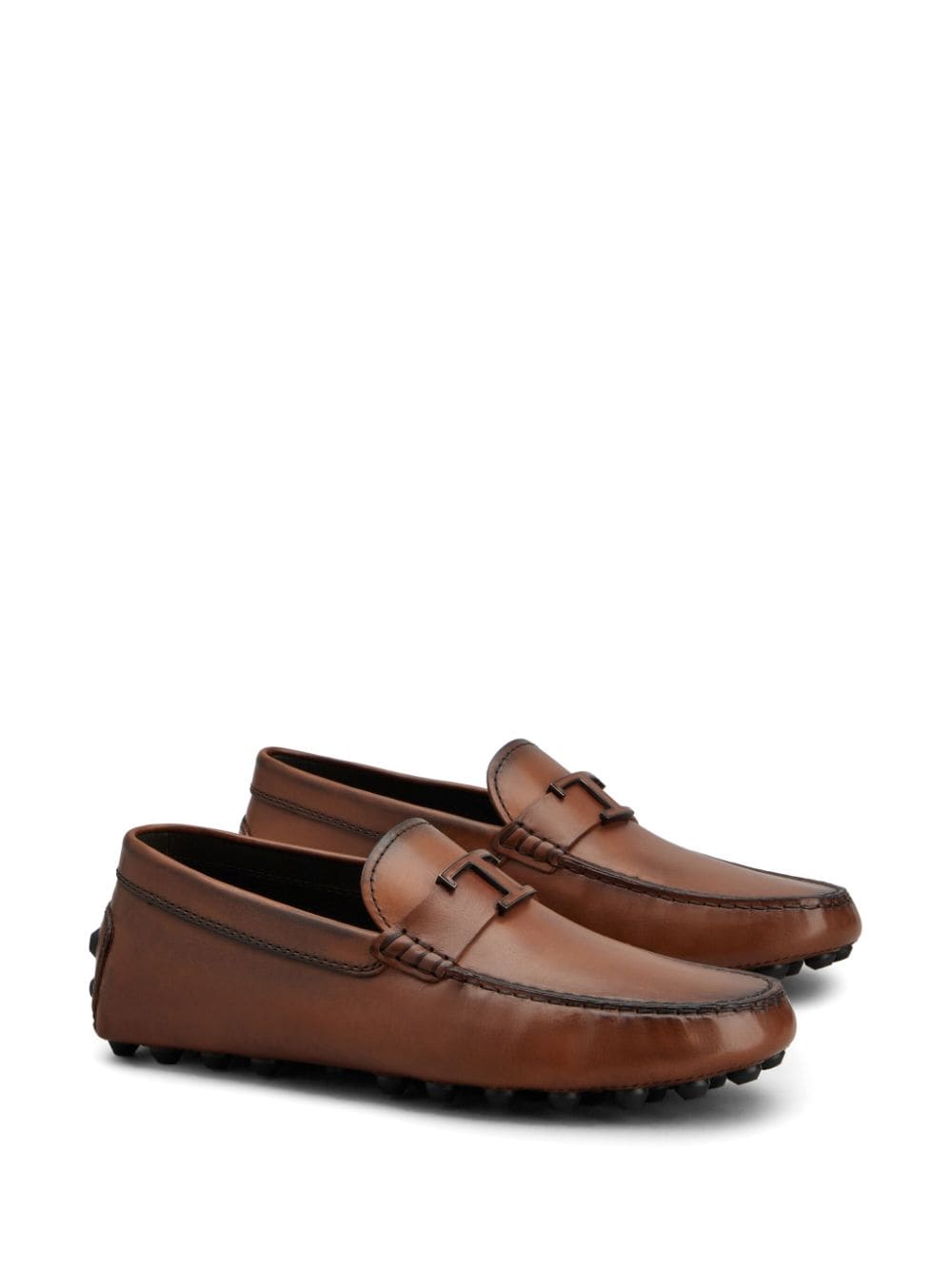 Shop Tod's Gommino T Timeless Leather Loafers In Brown