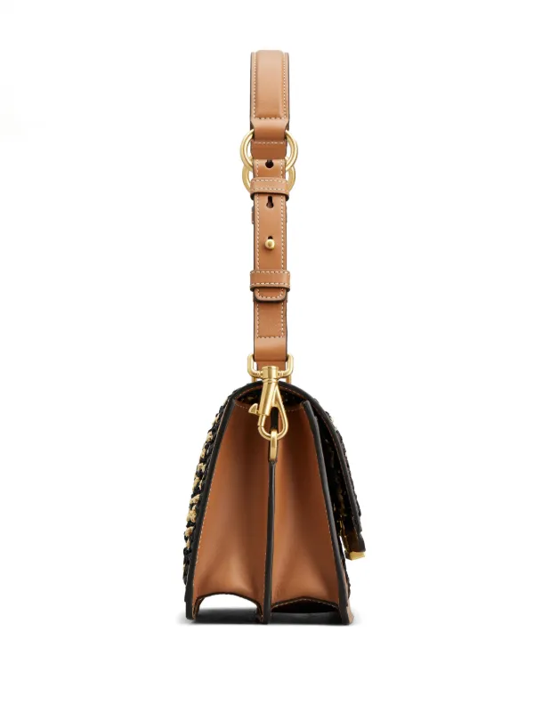 Tod's T Timeless Raffia Shoulder Bag | Brown | FARFETCH JO