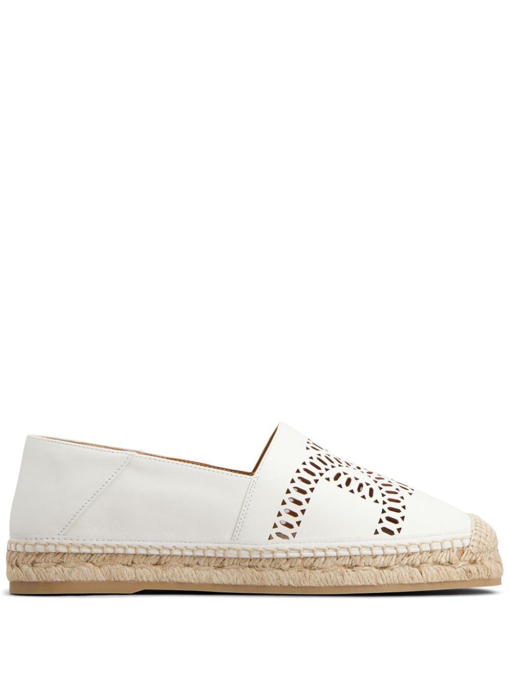 Tod's Logo-perforated Leather Espadrilles In White
