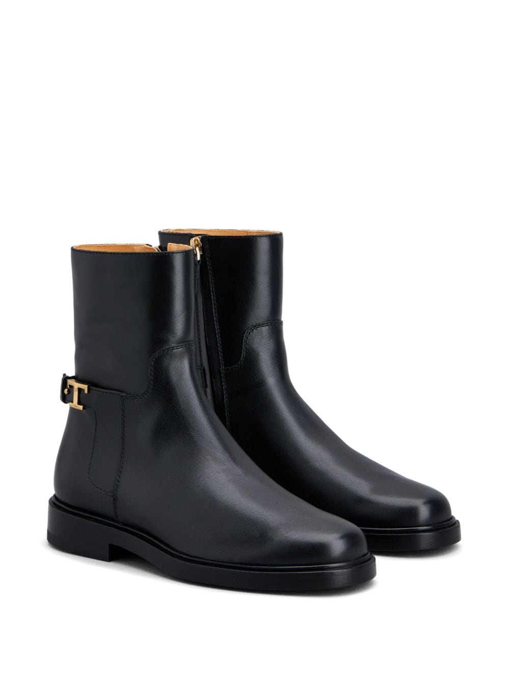 Shop Tod's T Timeless Leather Ankle Boots In Black