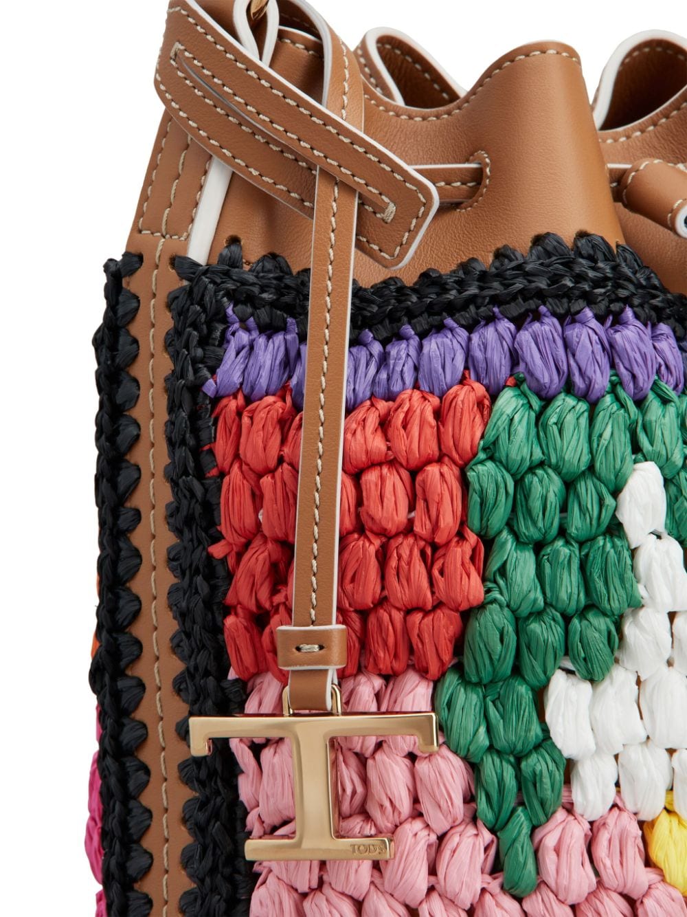 Shop Tod's Crochet Mini Bucket Bag In Braun