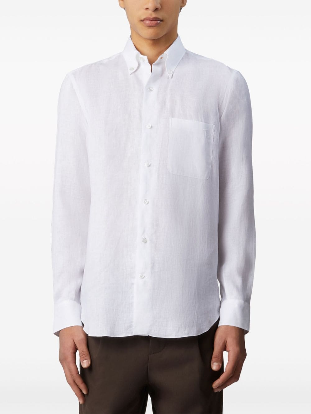 Shop Tod's Long-sleeve Linen Shirt In White