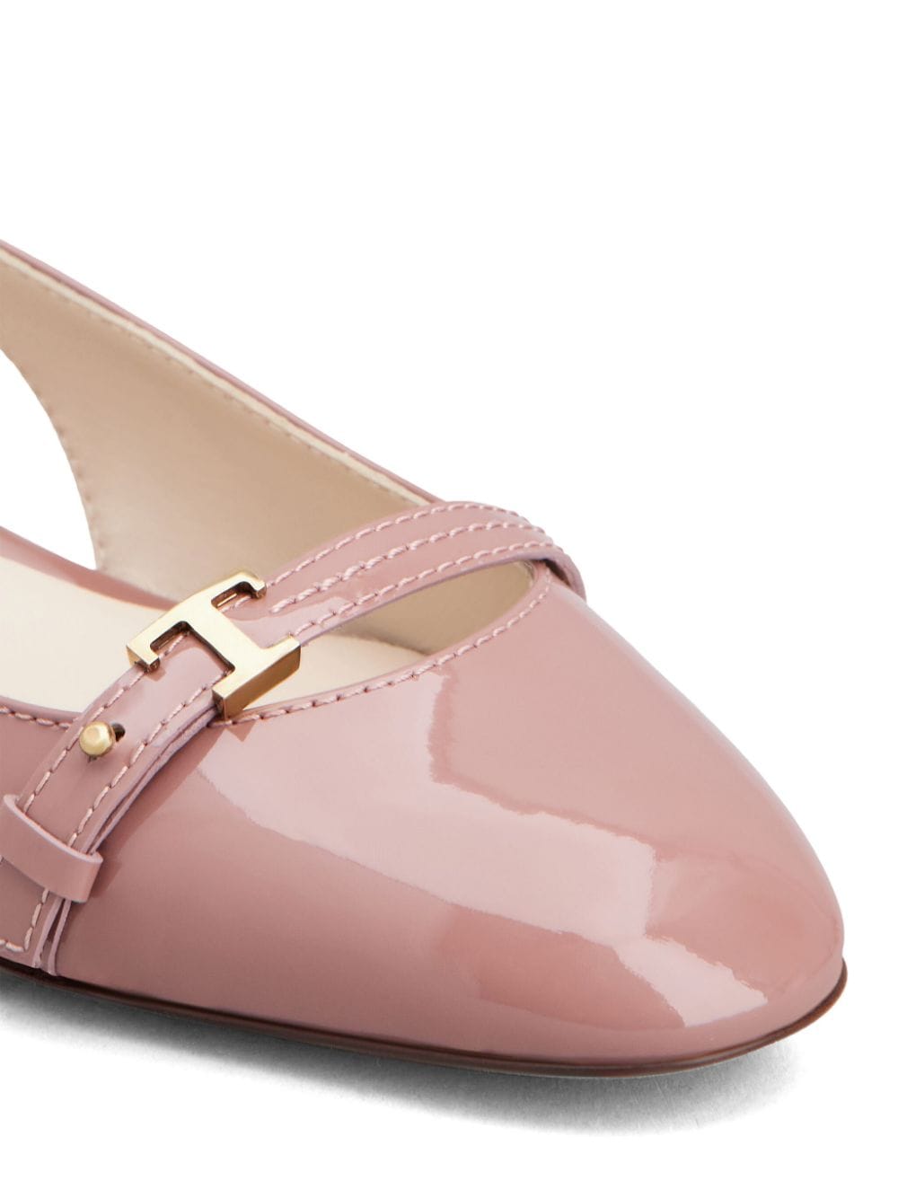 Shop Tod's T Timeless Leather Ballerina Shoes In Pink