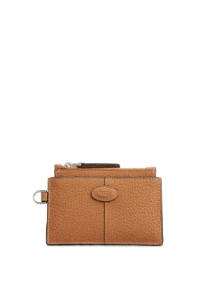 Prada Triangle Logo Leather Key Case | Orange | FARFETCH