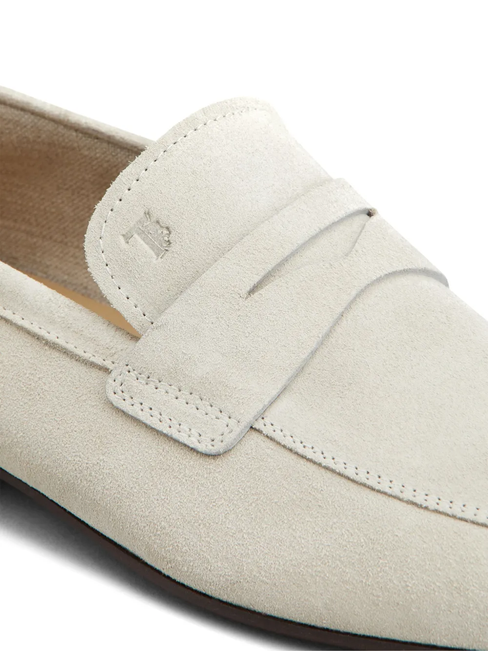 Shop Tod's Logo-stamp Suede Loafers In Nude