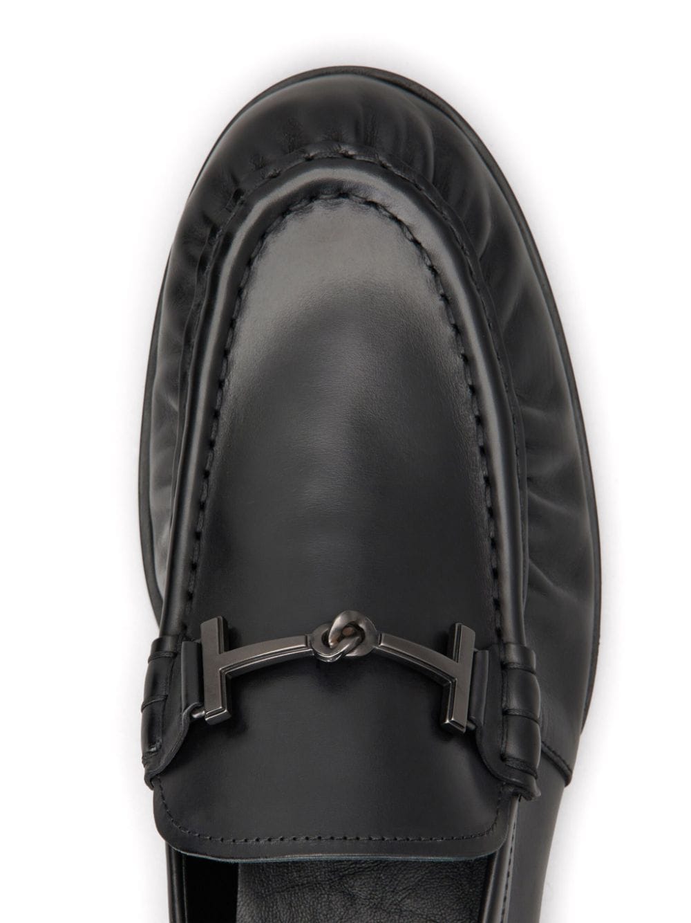 Shop Tod's Logo-plaque Leather Loafers In Black