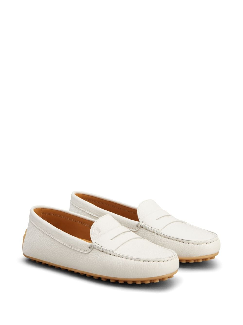 Shop Tod's Penny-slot Leather Loafers In White