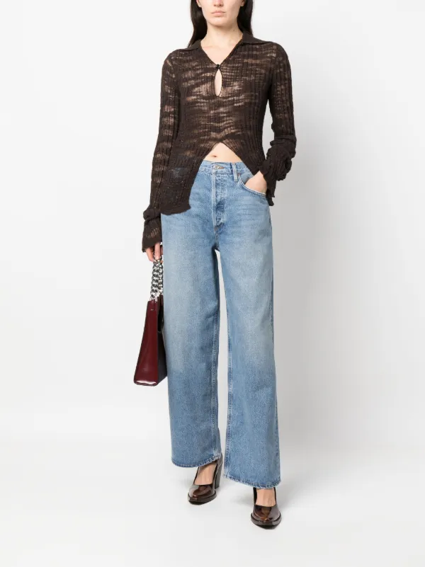 【送料&関税込】AGOLDE High-rise Straight Cropped Jeans AGOLDE high-rise straight-leg Jeans | Blue | FARFETCH