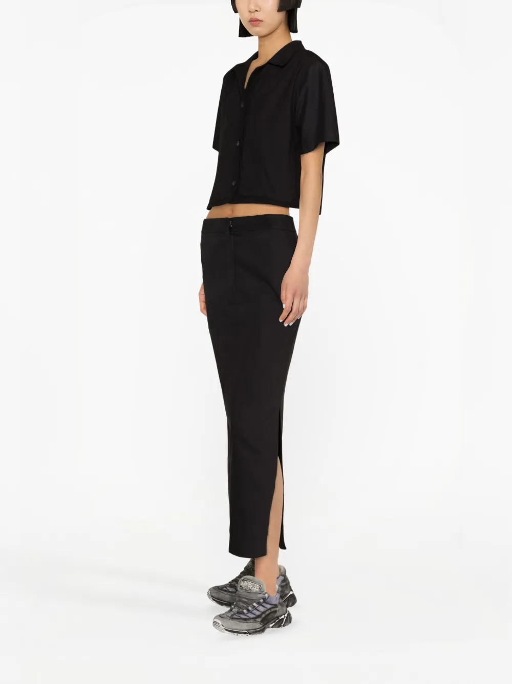 Marine Serre Regenerated Buttoned Bowling Shirt In Black