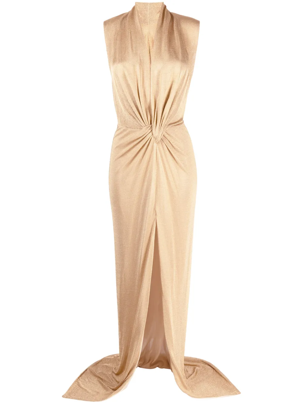 Costarellos Womens Gold Eliora Plunge-neck Woven Maxi Dress