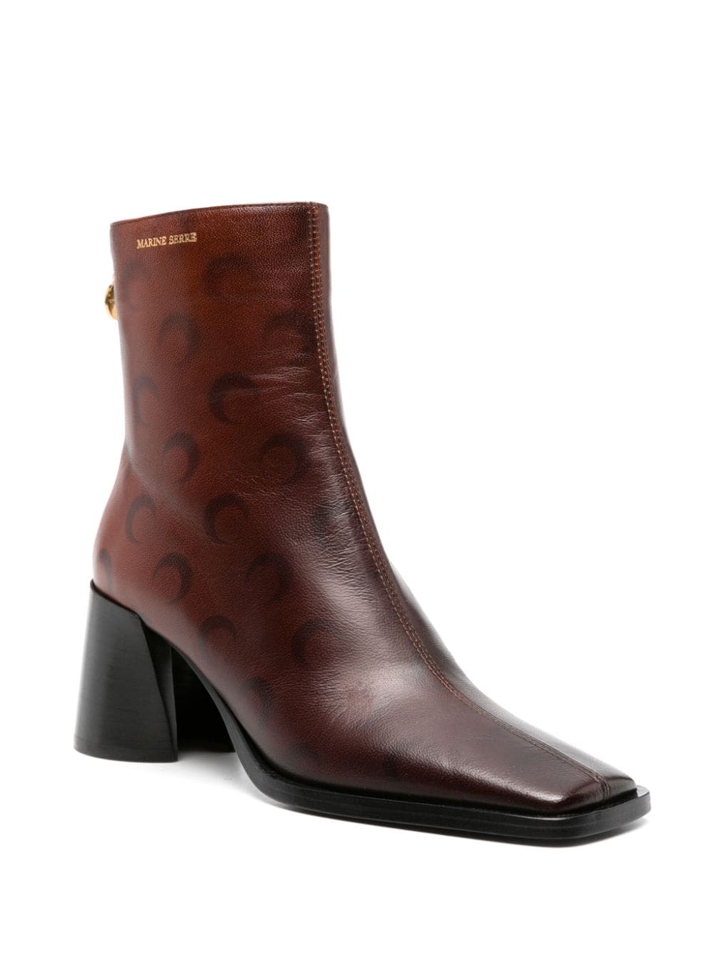 Shop Marine Serre Airbrushed Crescent Moon-print Boots In Brown