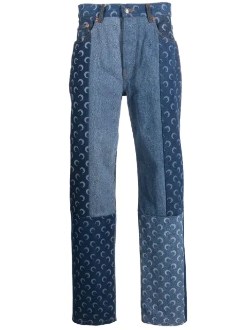 Marine Serre Regenerated-denim slim-fit jeans