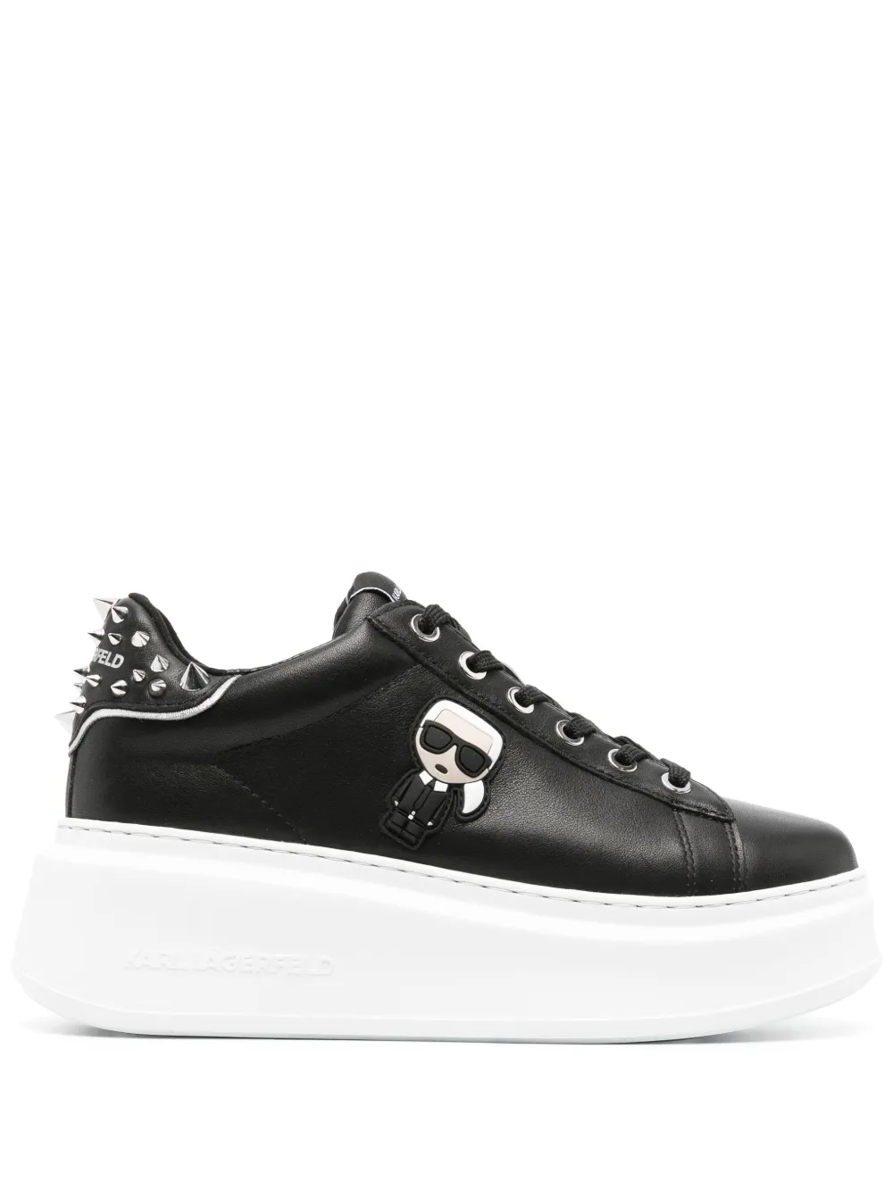 Karl Lagerfeld Kapri Ikonik Leather Sneakers In Schwarz