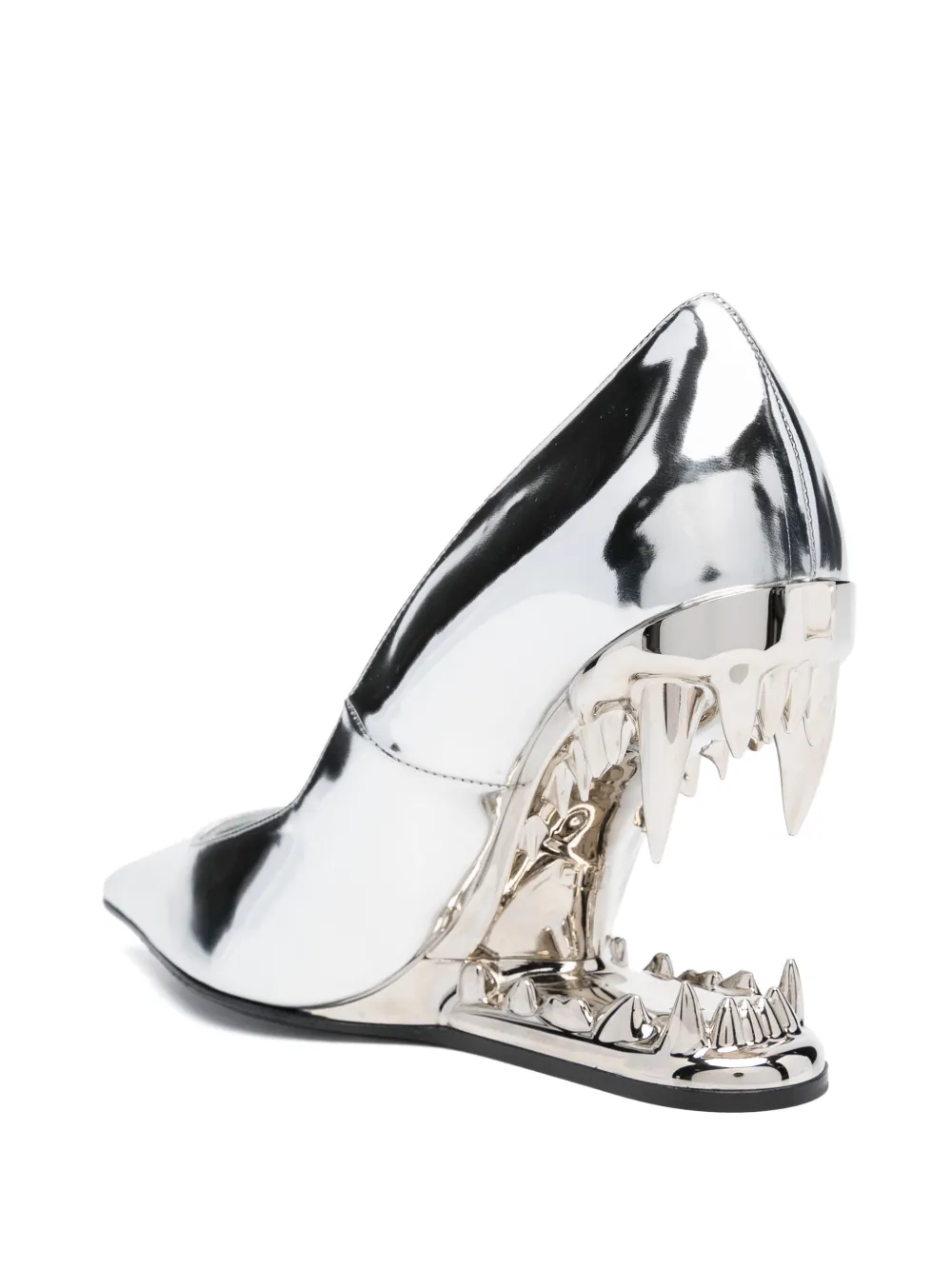 Shop Gcds Morso 110mm Leather Pumps In Silver